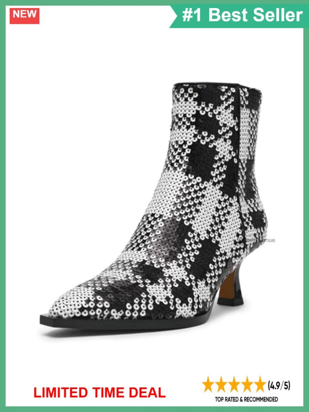 Women's Pointed Toe Kitten Heel Plaid Ankle Bootie